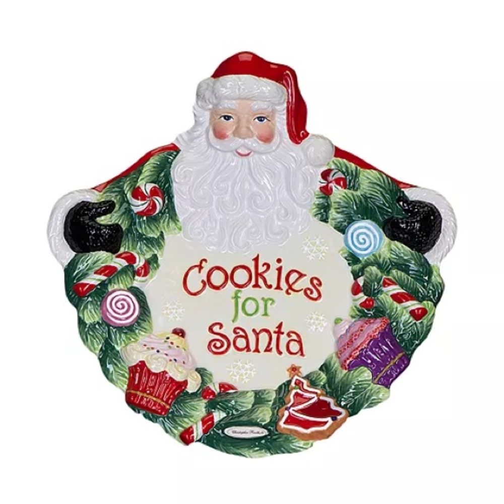 Christopher Radko Splendid Santa Cookies for Santa Plate New In Box
